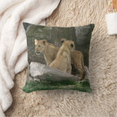 ライオンの子の探検の枕 クッション (ブランケット)