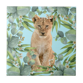 ライオンの子ジャングルフォレストセラミックタイル タイル