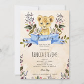 ライオンの子フローラボーイベビーシャワーの招待 招待状 (正面)