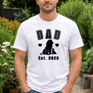 ライオンの子供のシルエット 新しいお父さん設立年 Tシャツ