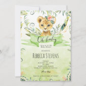 ライオンの小さな熱帯ジャングルのベビーシャワーの招待 招待状 (正面)