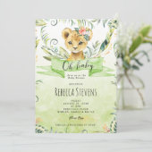 ライオンの小さな熱帯ジャングルのベビーシャワーの招待 招待状 (スタンド正面)