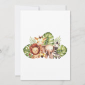 ライオンの少年 赤ちゃんのシャワーパーティー サファリ 動物 ジャングルの葉っぱ 招待状 (裏面)