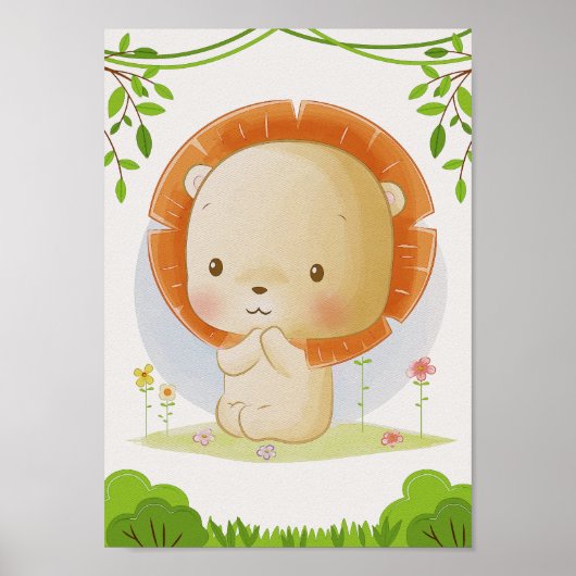 ライオンの幼稚園 プリント動物 キッズルーム ポスター (正面)