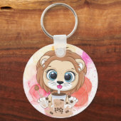 ライオンの引用文漫画ボバティーを飲む。 キーホルダー (正面)