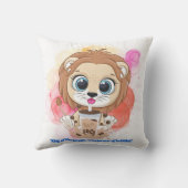 ライオンの引用文漫画ボバティーを飲む。 クッション (裏面)