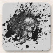 ライオンの怒鳴りで背景色を選ぶ コースター (正面)