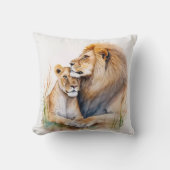 ライオンの恋人を愛する男女のライオン男性 クッション (正面)