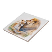 ライオンの恋人を愛する男女のライオン男性 タイル (側面)