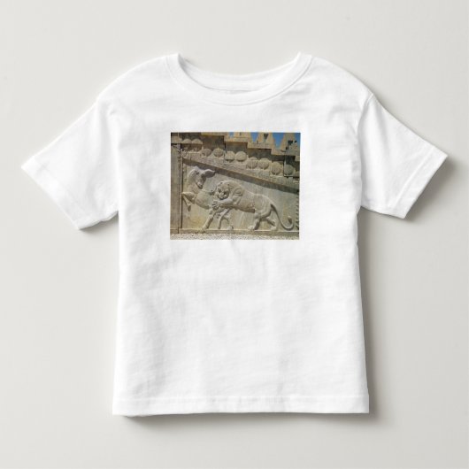 ライオンの戦いの雄牛、レリーフ、浮き彫りの東の階段 トドラーTシャツ (正面)