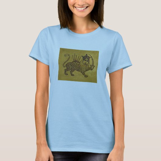 ライオンの旗のデザイン Tシャツ (正面)