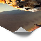 ライオンの日没の背景 ポスター (角)