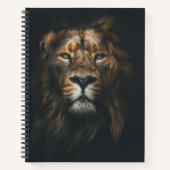 ライオンの暗い背景の写真 ノートブック (正面)