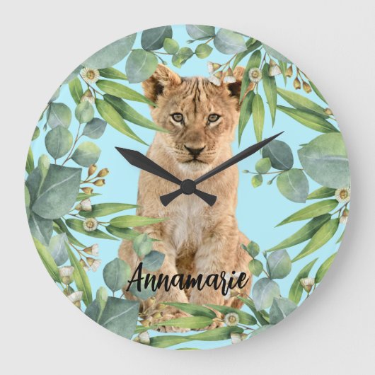 ライオンの森のカッブジャングル ラージ壁時計 (正面)