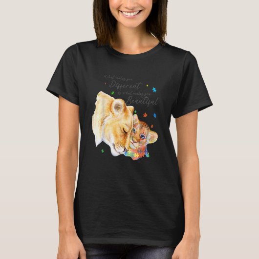 ライオンの母違うさん自閉症の子阿波 Tシャツ (正面)