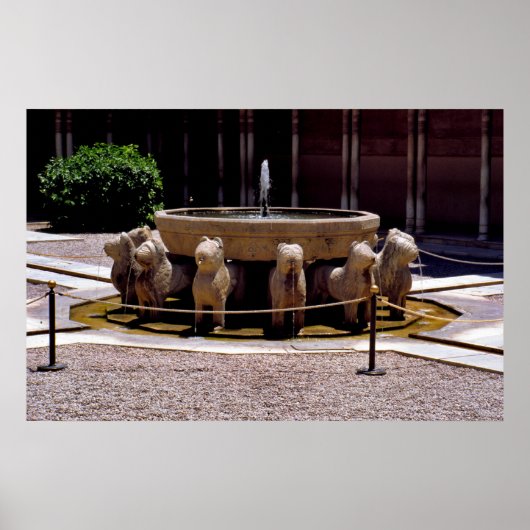 ライオンの泉、アルハンブラ、グラナダ。 ポスター (正面)