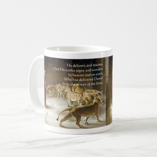 ライオンの洞穴の聖書の芸術の聖なる書物、経典のダニエル コーヒーマグカップ (正面左)