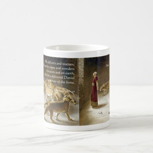 ライオンの洞穴の聖書の芸術の聖なる書物、経典のダニエル コーヒーマグカップ (中央)