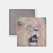 ライオンの活動的な野生動物現実主義の芸術大きな猫磁石 マグネット (正面/裏面)