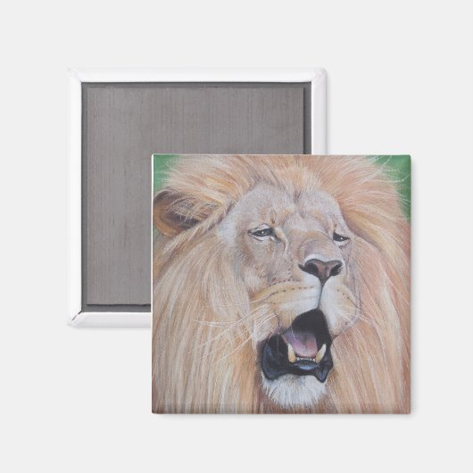 ライオンの活動的な野生動物現実主義の芸術大きな猫磁石 マグネット (正面/裏面)