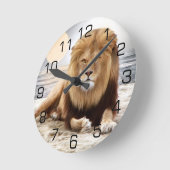 ライオンの海の写真のペンキ ラウンド壁時計 (傾斜)