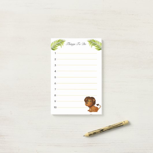 ライオンの漫画と離れ手のひらのアイテムが並ぶ ポストイット (デスク上)