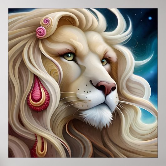 ライオンの熟考:地平線の先を考える ポスター (正面)