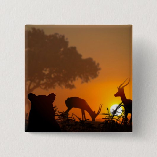 ライオンの狩り 缶バッジ (正面)