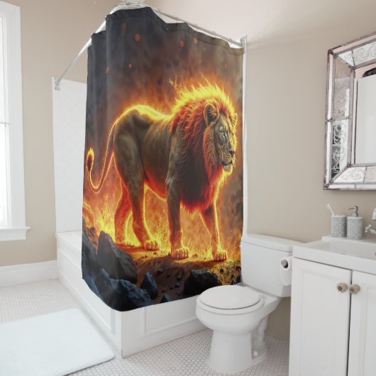 ライオンの王の地獄威厳のある動物 シャワーカーテン (インサイチュ)
