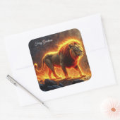 ライオンの王の地獄威厳のある動物 スクエアシール (封筒)