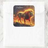 ライオンの王の地獄威厳のある動物 スクエアシール (バッグ)