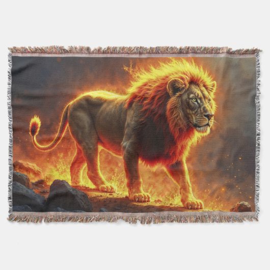 ライオンの王の地獄威厳のある動物 スローブランケット (正面)