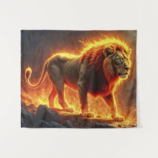 ライオンの王の地獄威厳のある動物 タペストリー (正面(横))