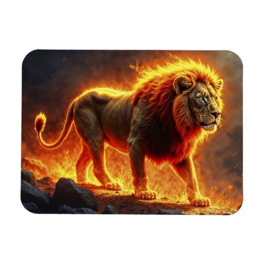 ライオンの王の地獄威厳のある動物 マグネット (横)