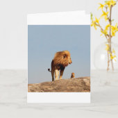 ライオンの王（大人のライオンと仔） カード (黄色い花)