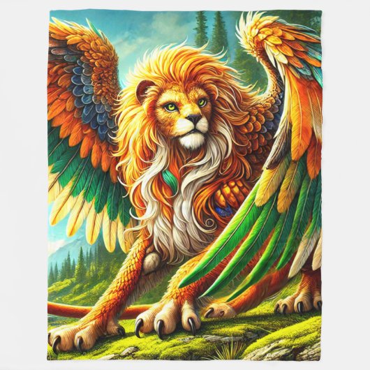 ライオンの生き物 フリースブランケット (正面)