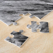 ライオンの白黒混合メディアのデジタル芸術 ジグソーパズル (側面)