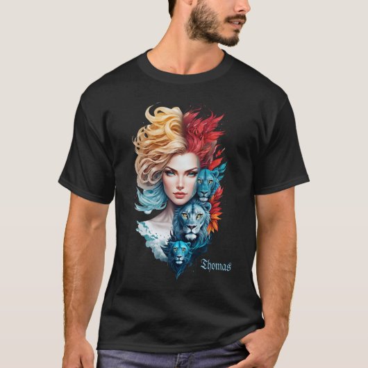 ライオンの目と星毛 Tシャツ (正面)