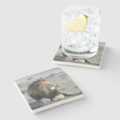 ライオンの石造りのコースター ストーンコースター (横)