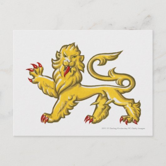 ライオンの立ち上がり衛兵の紋章 ポストカード (正面)