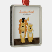 ライオンの結婚式のカップルのカスタムなオーナメント メタルオーナメント (右)