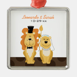 ライオンの結婚式のカップルのカスタムなオーナメント メタルオーナメント
