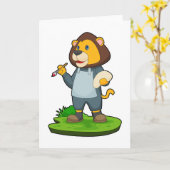 ライオンの絵を描くための筆 カード (黄色い花)