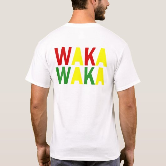 ライオンの緑の鬣のWaka赤いWakaアフリカのワイシャツ Tシャツ (裏面)