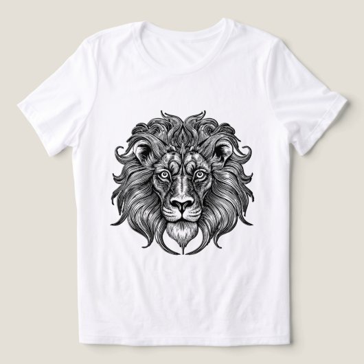 ライオンの線画 トライブレンドTシャツ (デザイン正面)