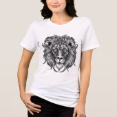 ライオンの線画 トライブレンドTシャツ (正面)