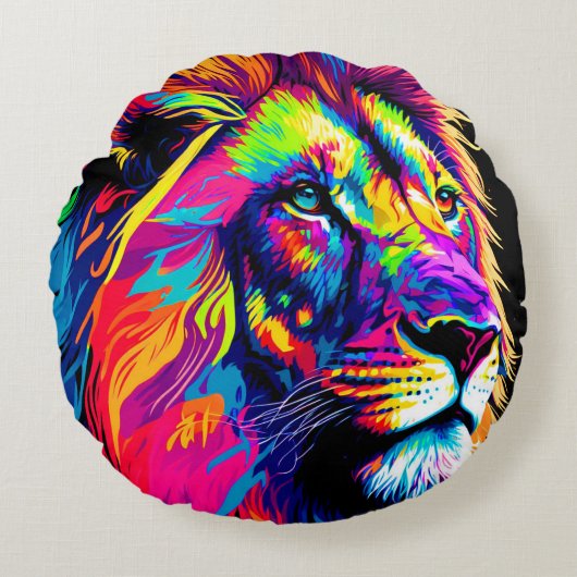 ライオンの肖像 ラウンドクッション (正面)