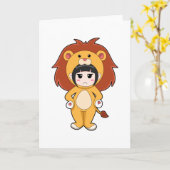 ライオンの衣装を着た子供 カード (黄色い花)