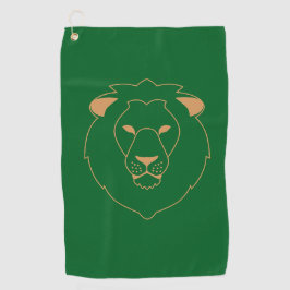ライオンの視線：ゴールドの輪郭 ゴルフタオル