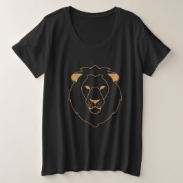 ライオンの視線：ゴールドの輪郭 プラスサイズTシャツ